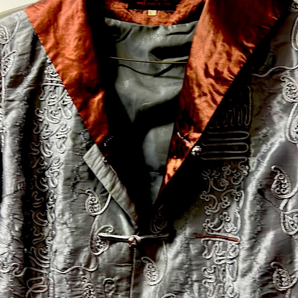 Asian-style jacket gray & brown